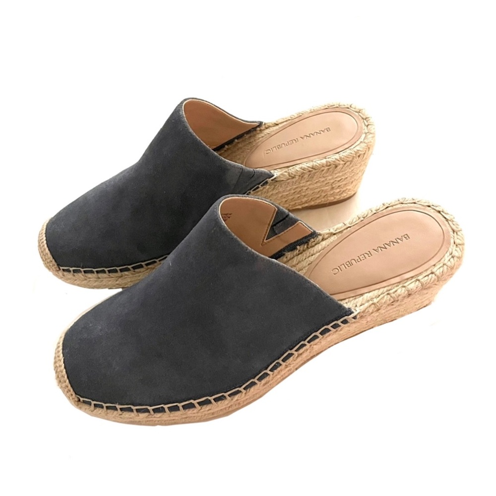 NWOT Banana Republic Suede Espadrille  Slip-on Mule with Wedge Heel - Picture 8 of 12